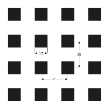 Machacek - VoglFuge Lochplatte 12/25 Quadrat VS - schwarzes Vlies